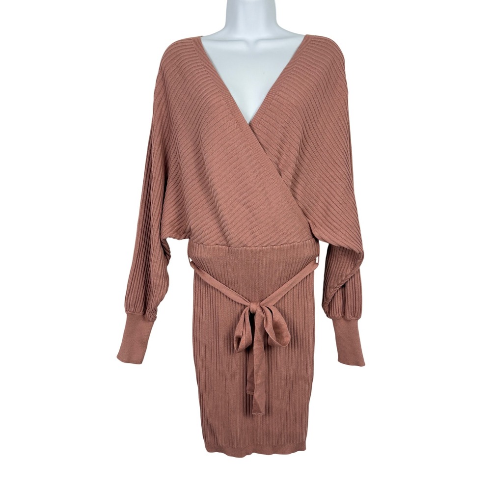 Fashion Nova Sweater Dress Womens Small Just Between Us Ribbed Mauve - Picture 2 of 12
